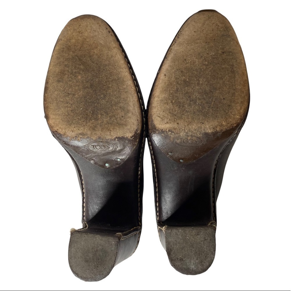 Tod’s Brown Leather Heel Mules. Size 37 1/2 - Picture 9 of 11